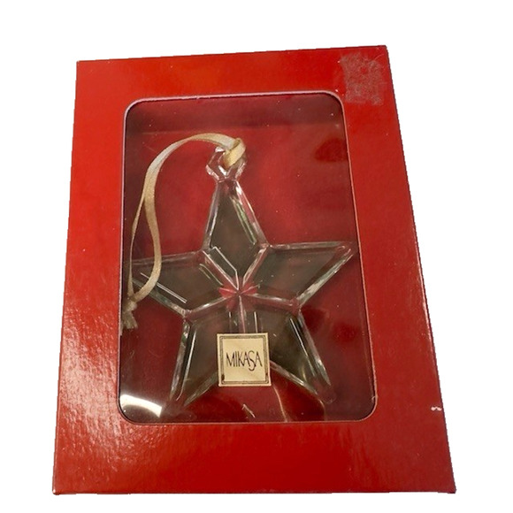 Mikasa Holiday Collection, Green Crystal Star Christmas Ornament 5 point, BOX - Picture 1 of 10